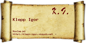 Klepp Igor névjegykártya